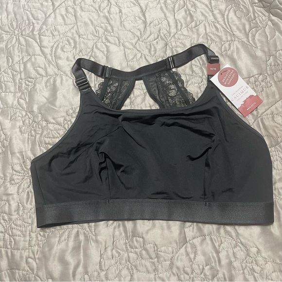 Cacique Gray Sports Bra with Strappy Back - Picture 1 of 11